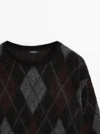 Argyle knit wool and alpaca sweater