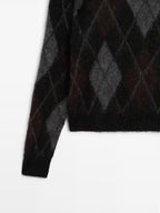 Argyle knit wool and alpaca sweater