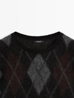 Argyle knit wool and alpaca sweater