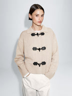 Wool blend cardigan with horn button detail