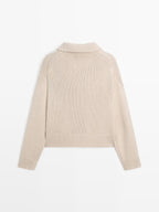 Wool blend cardigan with horn button detail