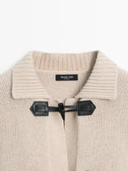 Wool blend cardigan with horn button detail