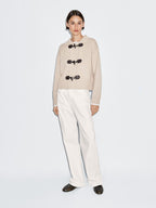 Wool blend cardigan with horn button detail