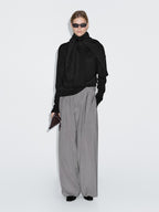 Wool blend knit sweater with high neck