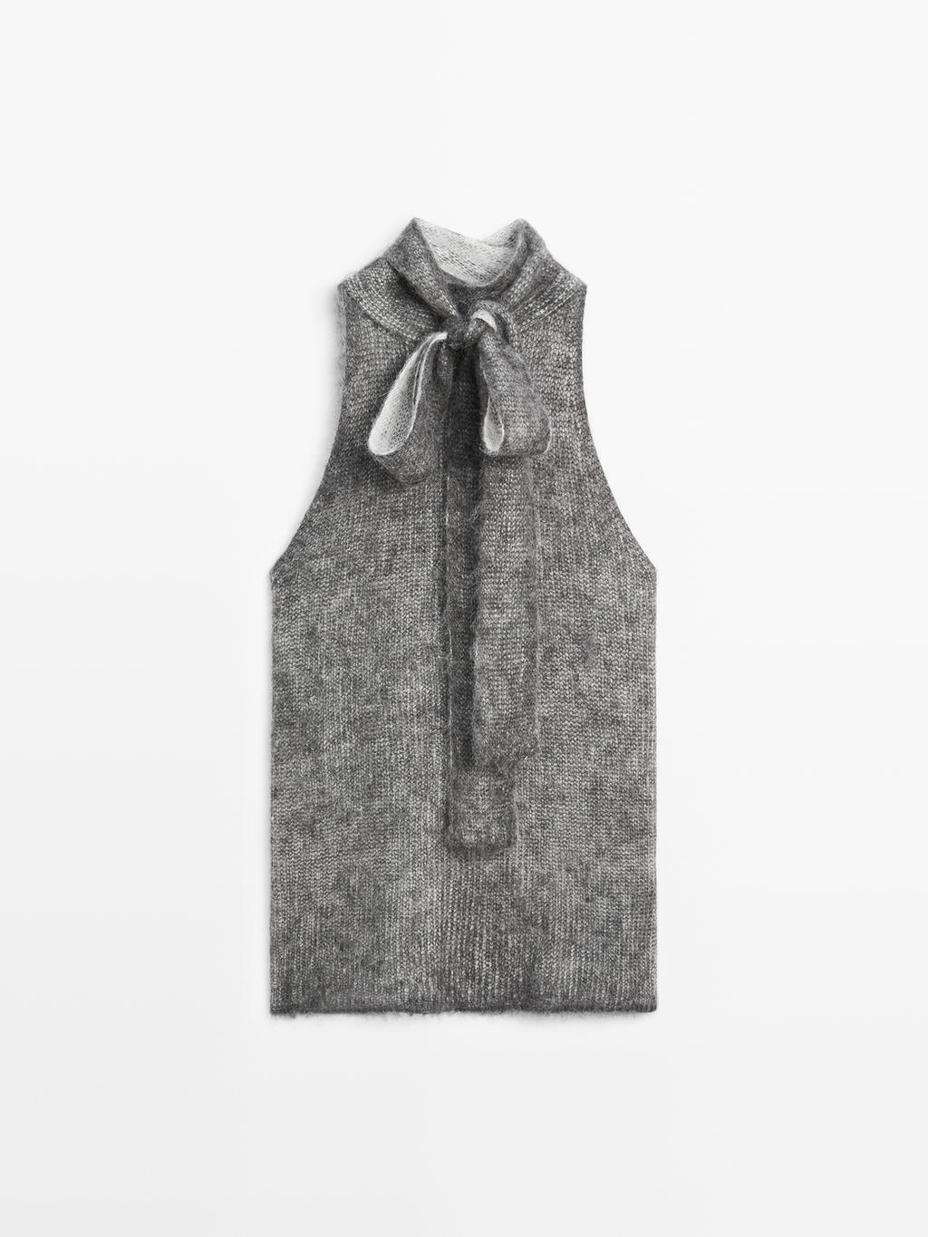 Alpaca and wool knit halterneck top