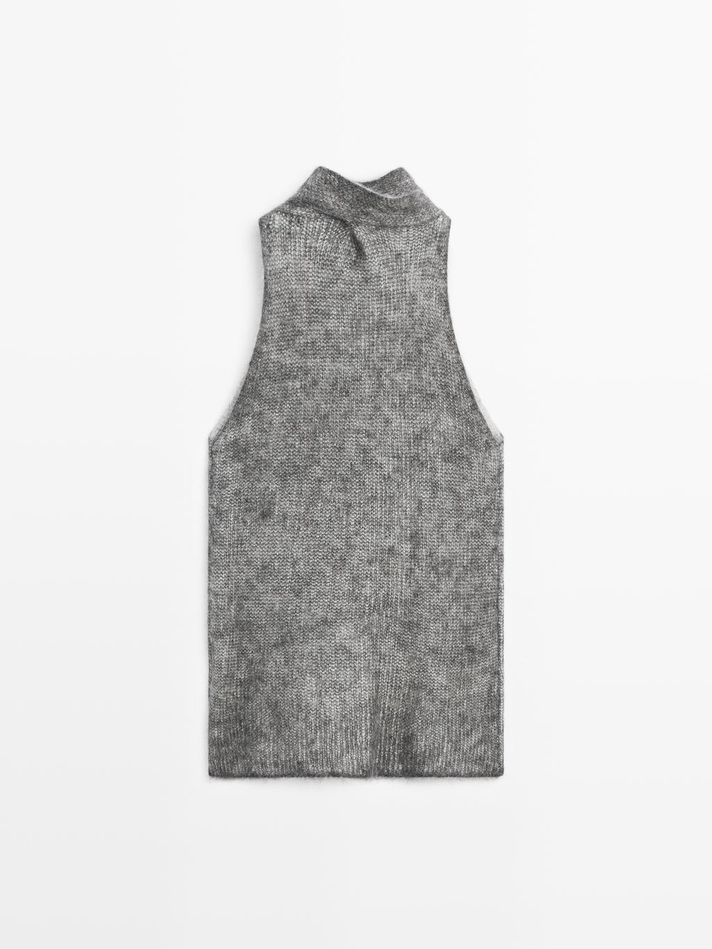 Alpaca and wool knit halterneck top