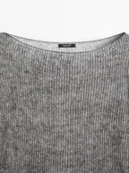 Short knit alpaca and wool sweater