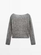 Short knit alpaca and wool sweater