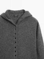 Knit 100% wool cardigan with hood