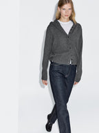 Knit 100% wool cardigan with hood