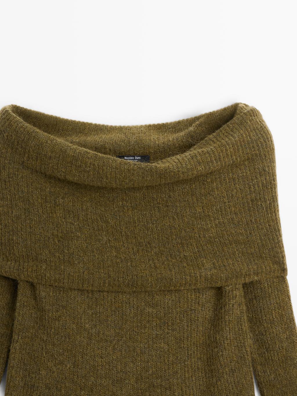 Off-the-shoulder knit sweater