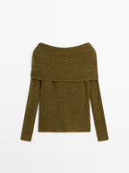 Off-the-shoulder knit sweater