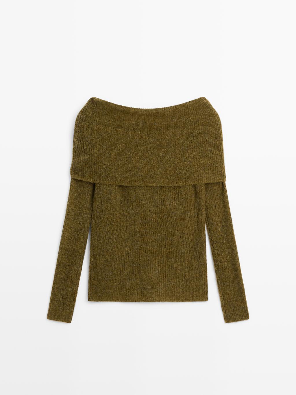 Off-the-shoulder knit sweater