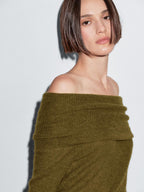 Off-the-shoulder knit sweater
