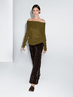 Off-the-shoulder knit sweater