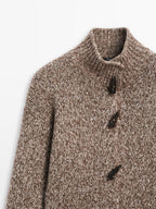 Wool and cotton knit cardigan with horn button