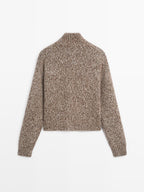 Wool and cotton knit cardigan with horn button