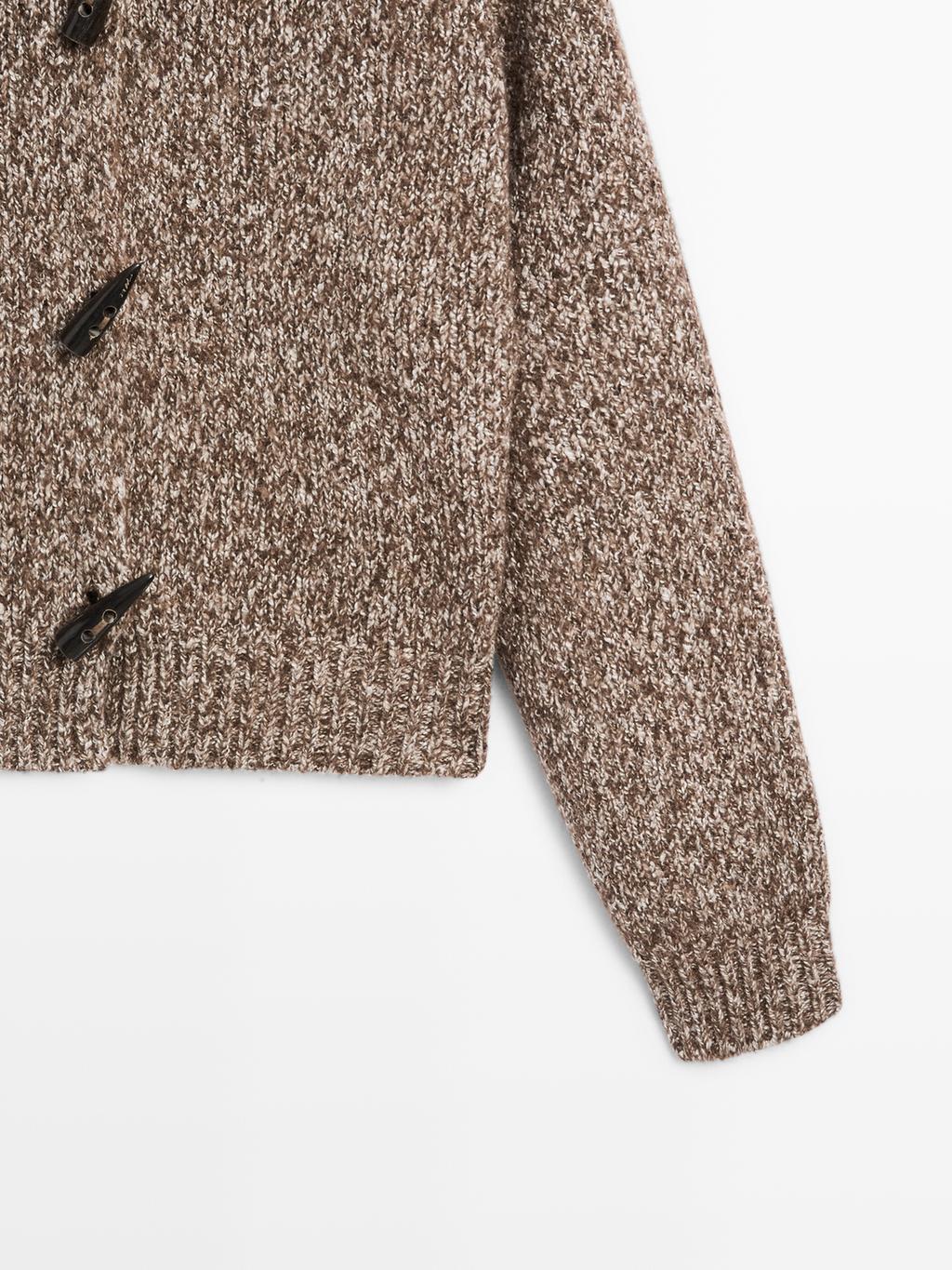 Wool and cotton knit cardigan with horn button