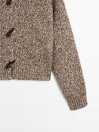 Wool and cotton knit cardigan with horn button