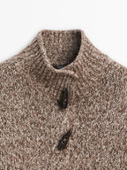 Wool and cotton knit cardigan with horn button