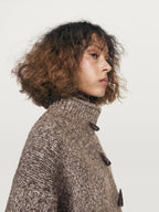 Wool and cotton knit cardigan with horn button