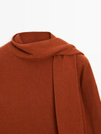 Wool blend sweater with scarf detail