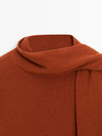 Wool blend sweater with scarf detail