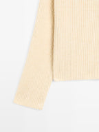 Knit wool blend sweater with hood detail