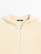 Knit wool blend sweater with hood detail