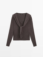 Knit sweater with multiway sleeves