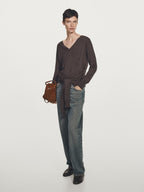 Knit sweater with multiway sleeves