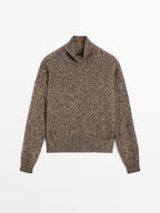 Mouline knit alpaca and wool blend turtleneck sweater