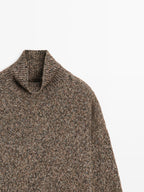 Mouline knit alpaca and wool blend turtleneck sweater