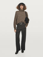 Mouline knit alpaca and wool blend turtleneck sweater