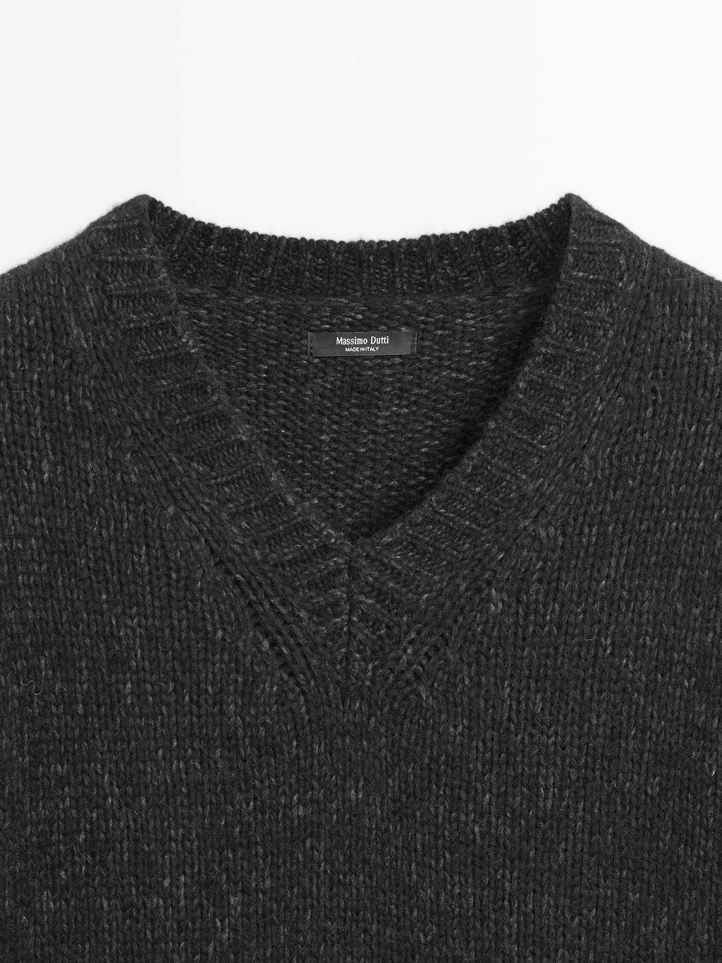 V-neck knit sweater