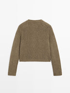 100% wool raglan sleeve knit cardigan