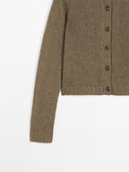 100% wool raglan sleeve knit cardigan