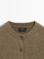 100% wool raglan sleeve knit cardigan