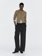 100% wool raglan sleeve knit cardigan