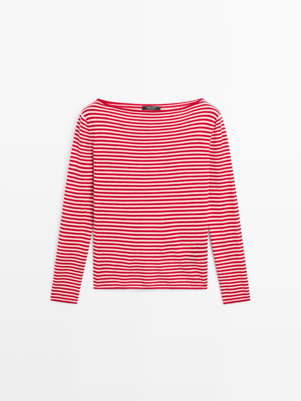 Striped long sleeve knit sweater
