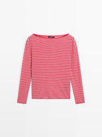Striped long sleeve knit sweater