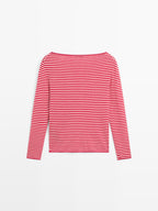 Striped long sleeve knit sweater