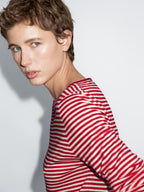 Striped long sleeve knit sweater