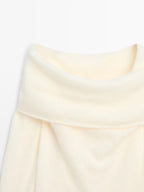 Knit wool and cashmere sweater with exposed shoulders