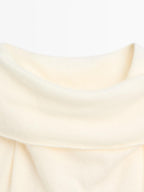 Knit wool and cashmere sweater with exposed shoulders