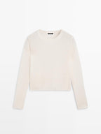 Knit alpaca blend crew neck sweater