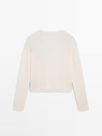 Knit alpaca blend crew neck sweater