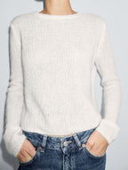 Knit alpaca blend crew neck sweater