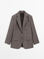 Flecked 100% linen blazer