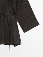 Striped overshirt with buckles